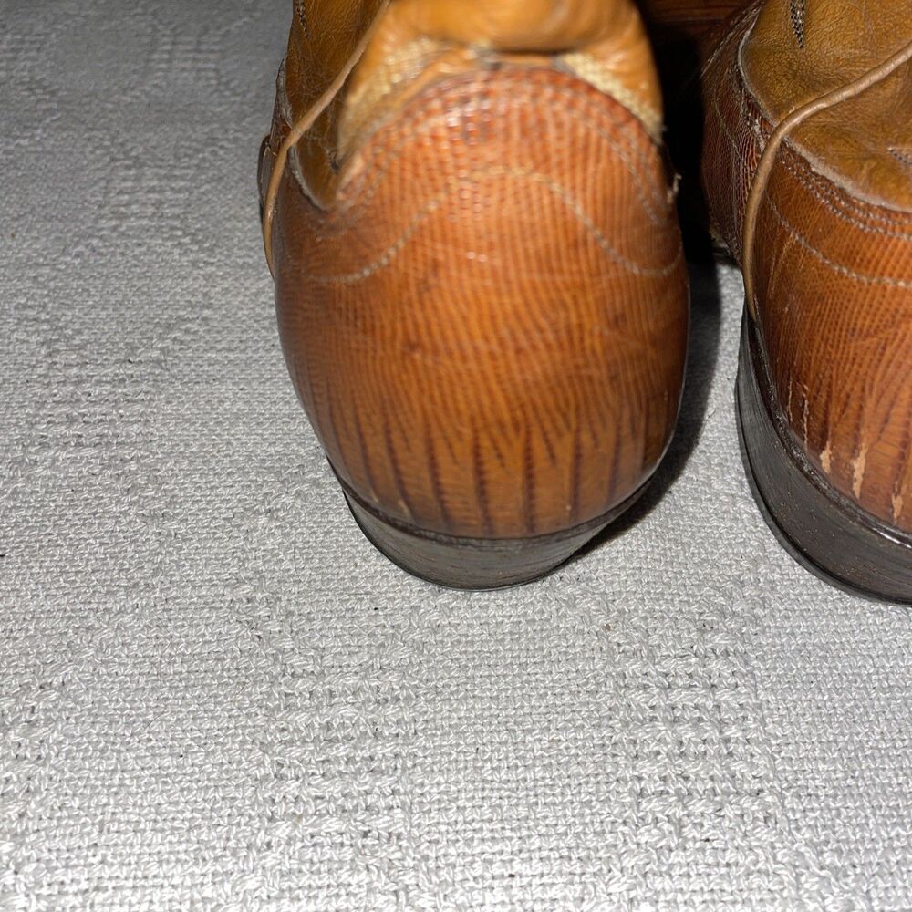 Dan Post Men’s Western Boots Size 9 D Brown Leather Lizard Motif Cowboy Rodeo - Picture 11 of 12